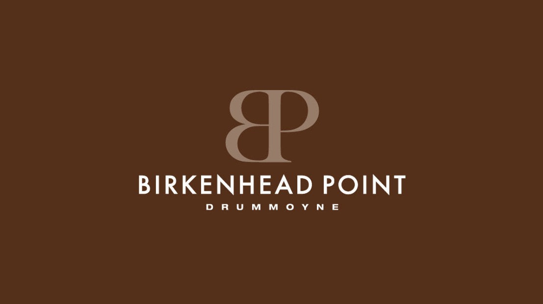 Birkenhead Point Drummoyne logo on brown