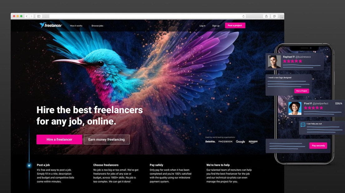 Freelancer.com homepage design
