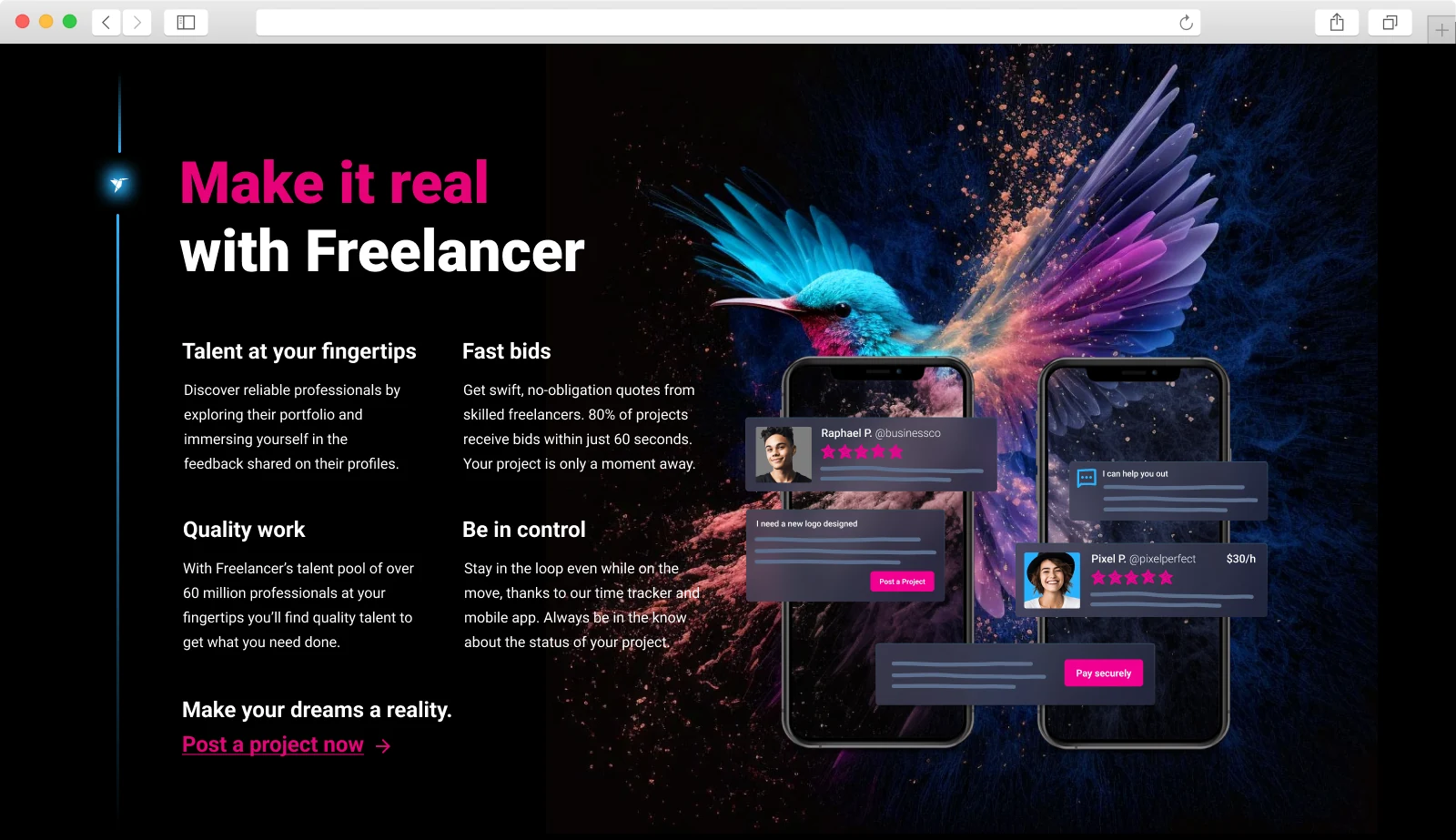 Homepage section: Make it real with Freelancer