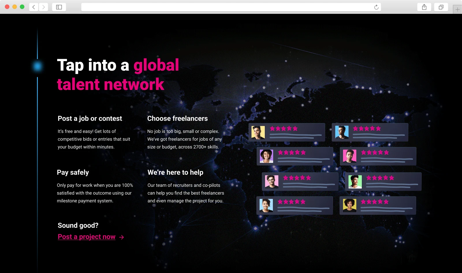 Homepage section: Tap into a global talent network