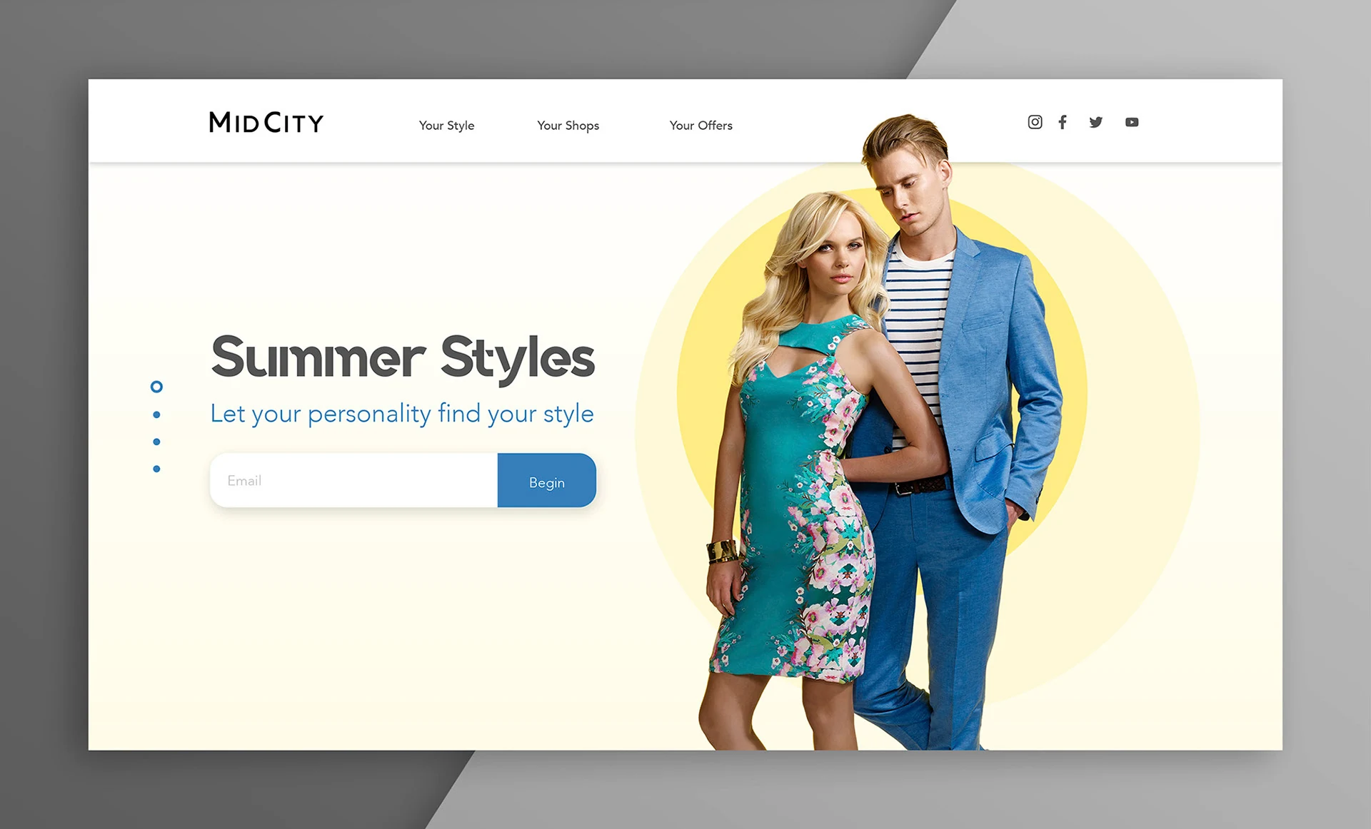 The Summer Styles microsite welcome screen: let your personality find your style, beside a couple in summer outfits